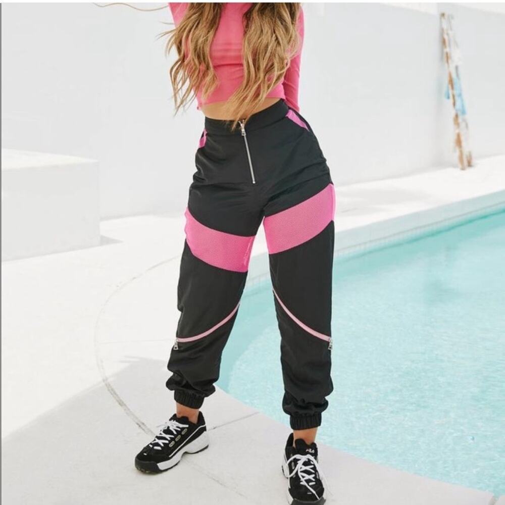 Tiger Mist Mila Mesh Pants Black Pink Joggers Small